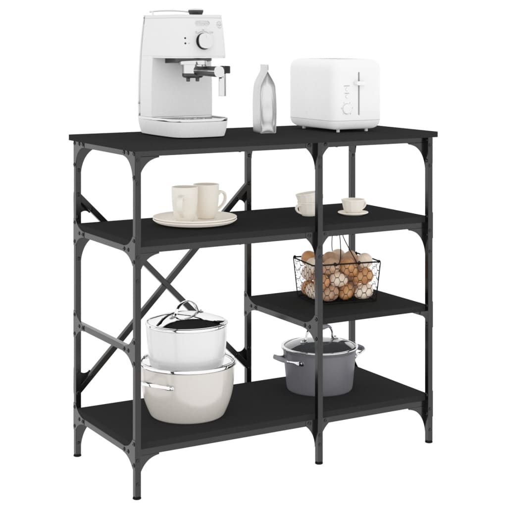 E-shop Multidom Pekárenský regál, čierny 90x40x84 cm, kompozitné drevo+kov