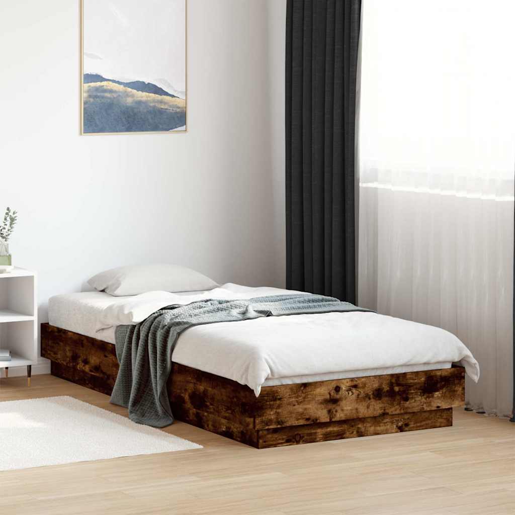 E-shop Multidom Posteľný rám bez matraca dymový dub 90x190 cm kompozitné drevo