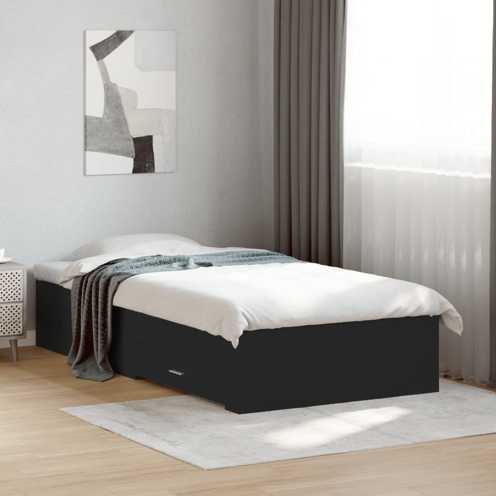 E-shop Multidom Posteľný rám so zásuvkami čierny 75x190 cm kompozitné drevo