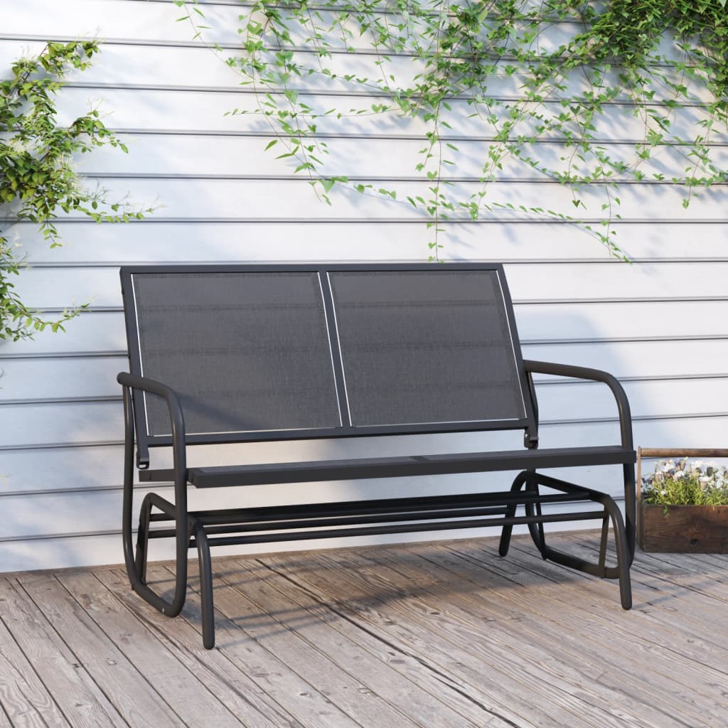 E-shop Multidom Záhradné hojdacia lavica čierna 120,5x76x86,5cm textilén a oceľ