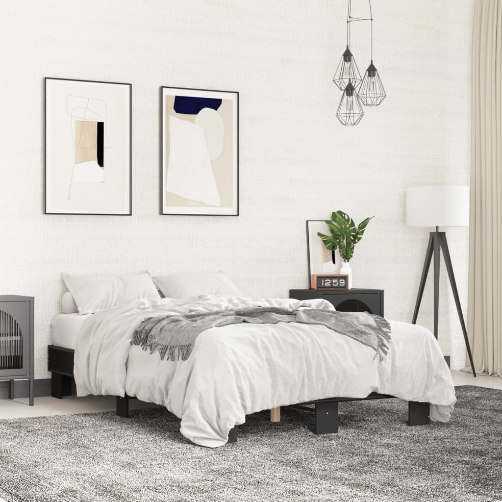 E-shop Multidom Posteľný rám čierny 120x200 cm kompozitné drevo a kov