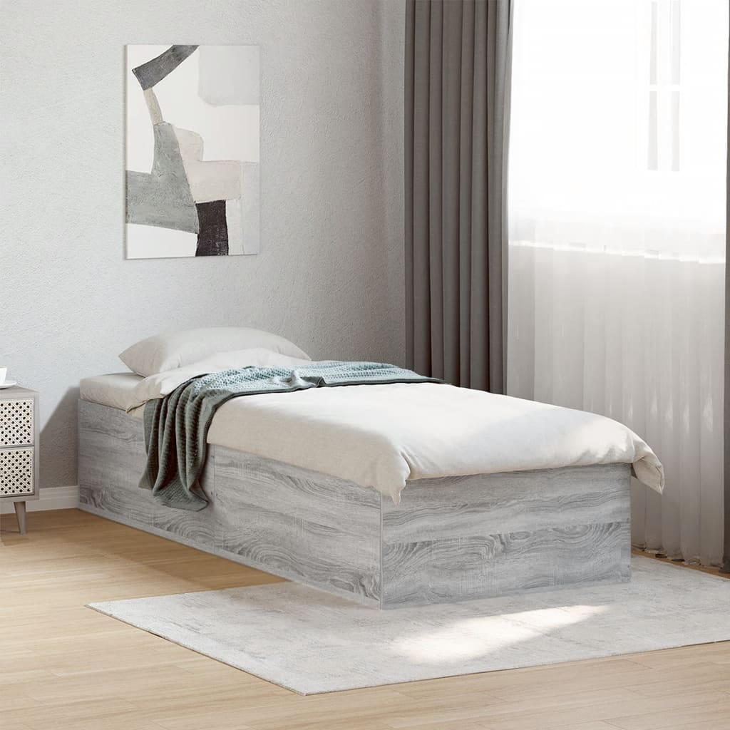 E-shop Multidom Posteľný rám sivý dub sonoma 75x190 cm kompozitné drevo
