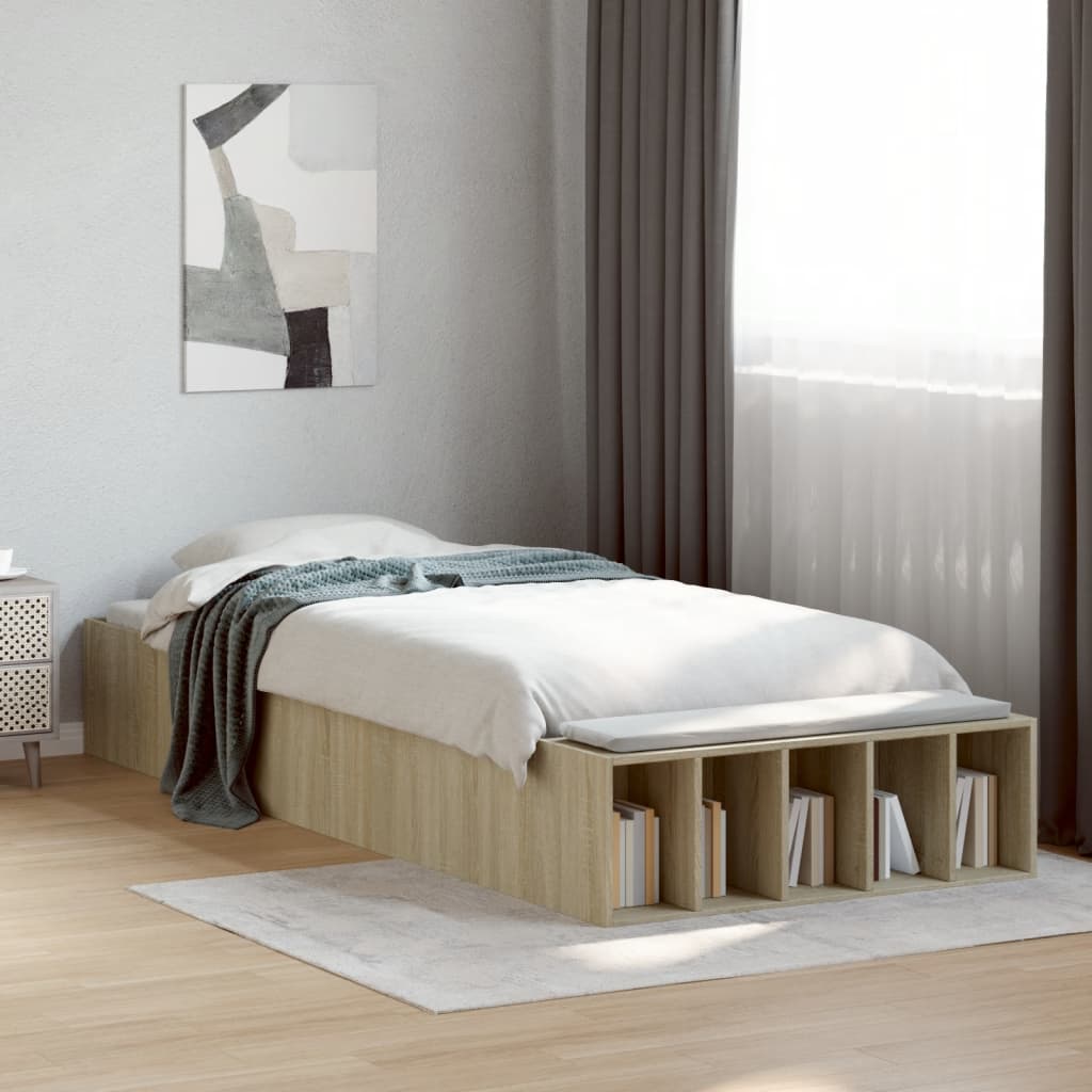E-shop Multidom Posteľný rám dub sonoma 100x200 cm borovicový masív