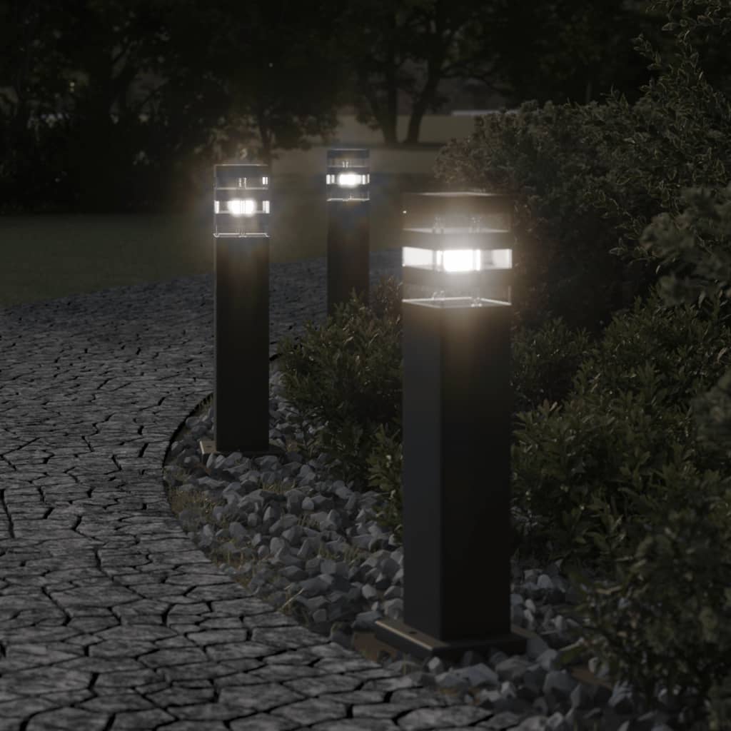 E-shop Multidom Vonkajšie stojace lampy 3 ks čierna 50 cm hliník
