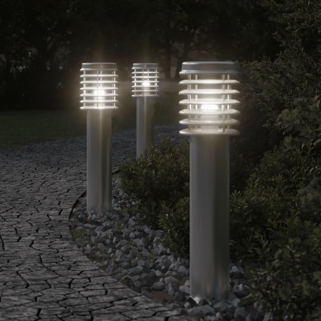 E-shop Multidom Vonkajšie stojace lampy 3 ks strieborné 60cm nehrdzavejúca oceľ