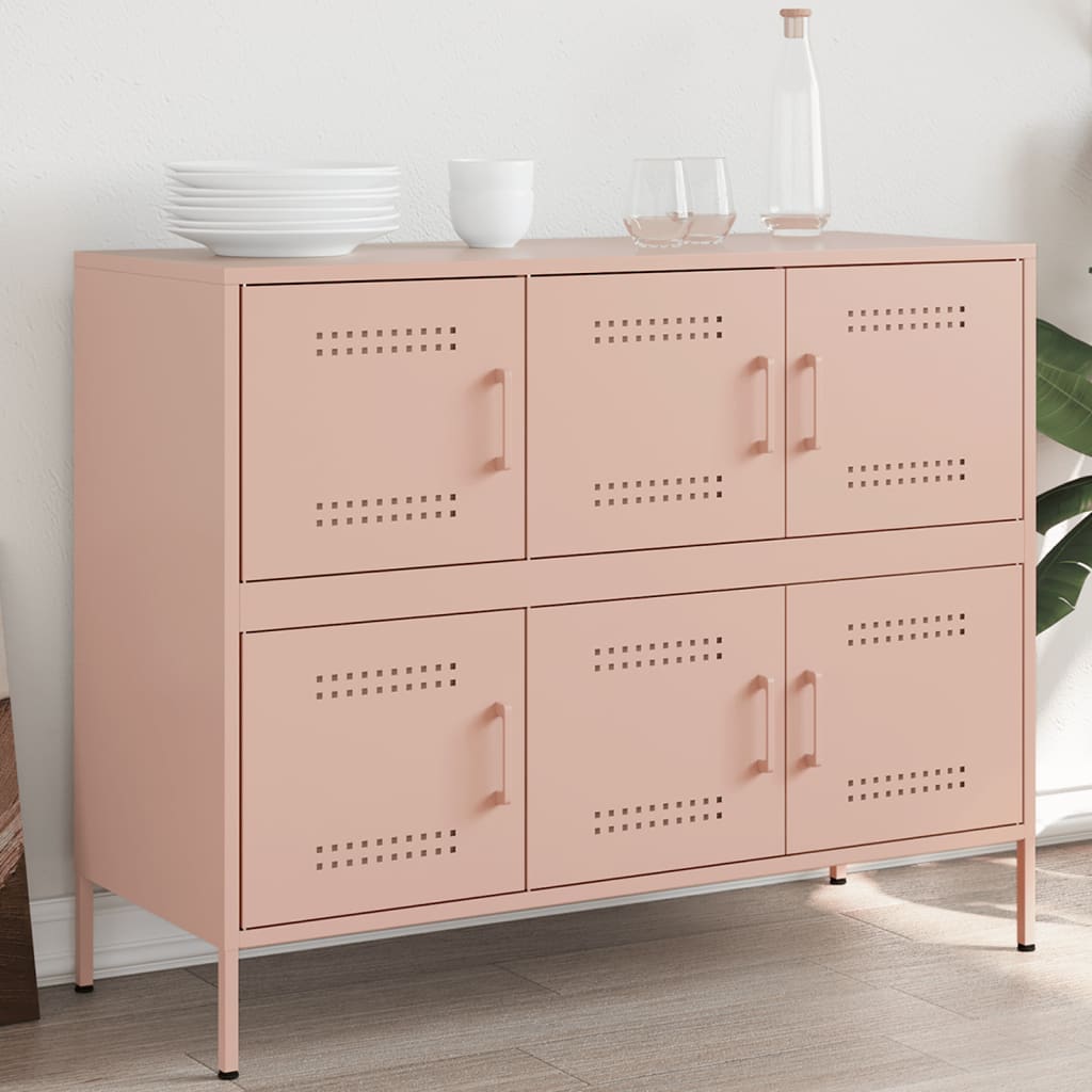 E-shop Multidom Komoda ružová 100,5x39x79 cm oceľ