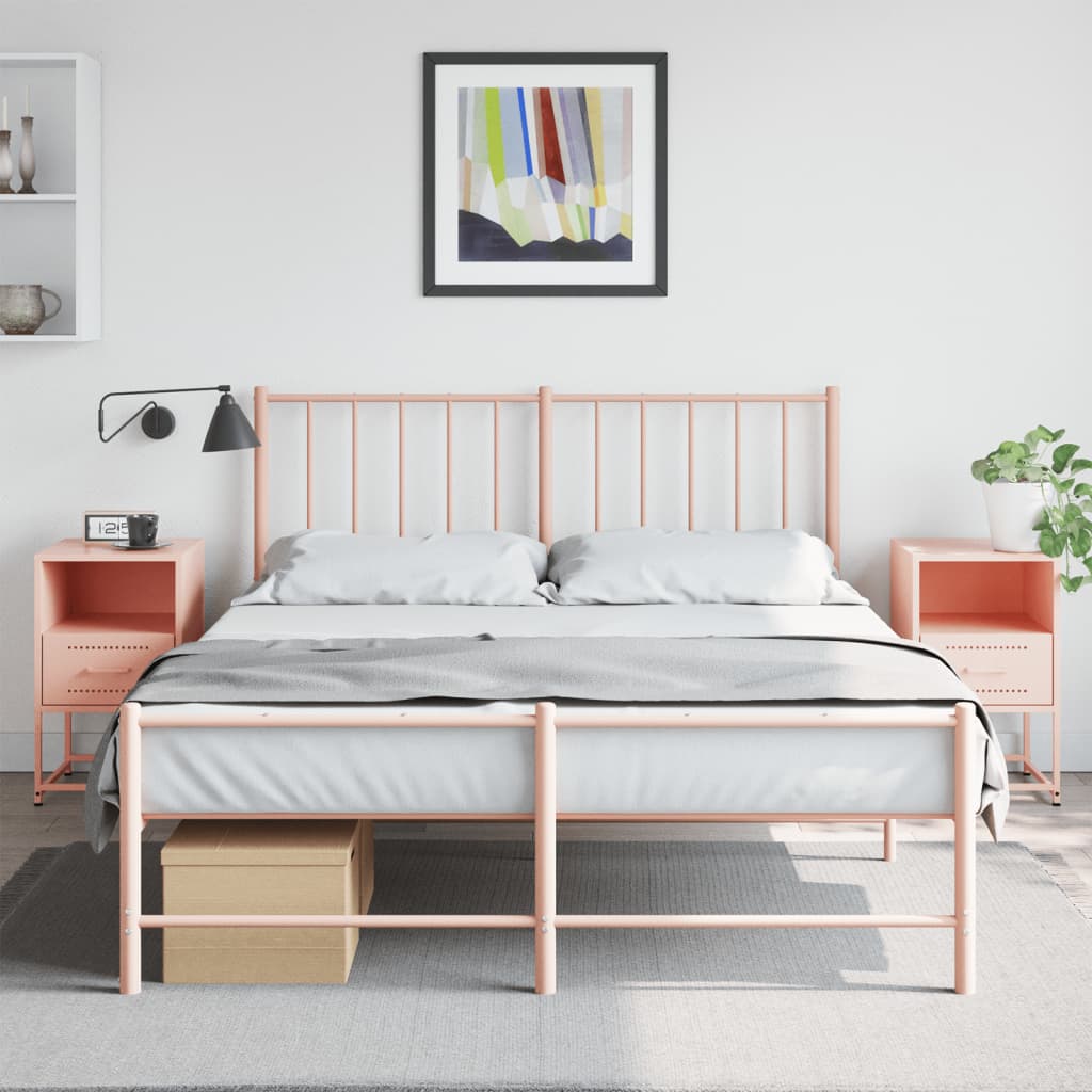 E-shop Multidom Nočné stolíky 2 ks ružové 36x39x60,5 cm oceľ