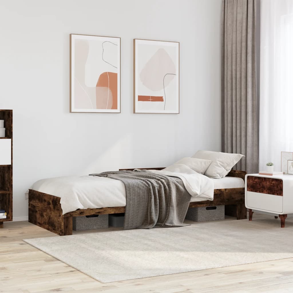 E-shop Multidom Posteľný rám bez matraca dymový dub 75x190 cm kompozitné drevo