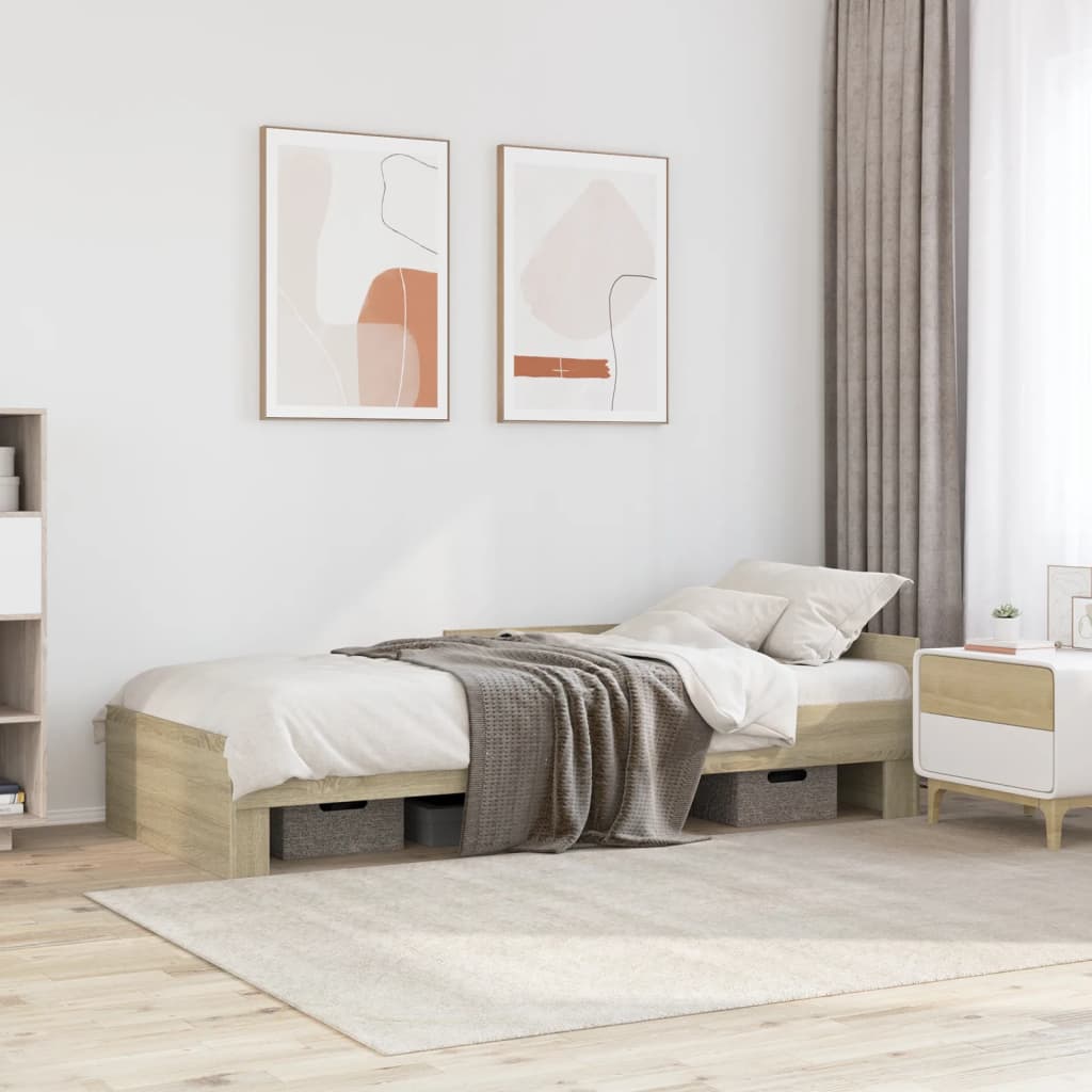 E-shop Multidom Posteľný rám bez matraca dub sonoma 75x190 cm kompozitné drevo