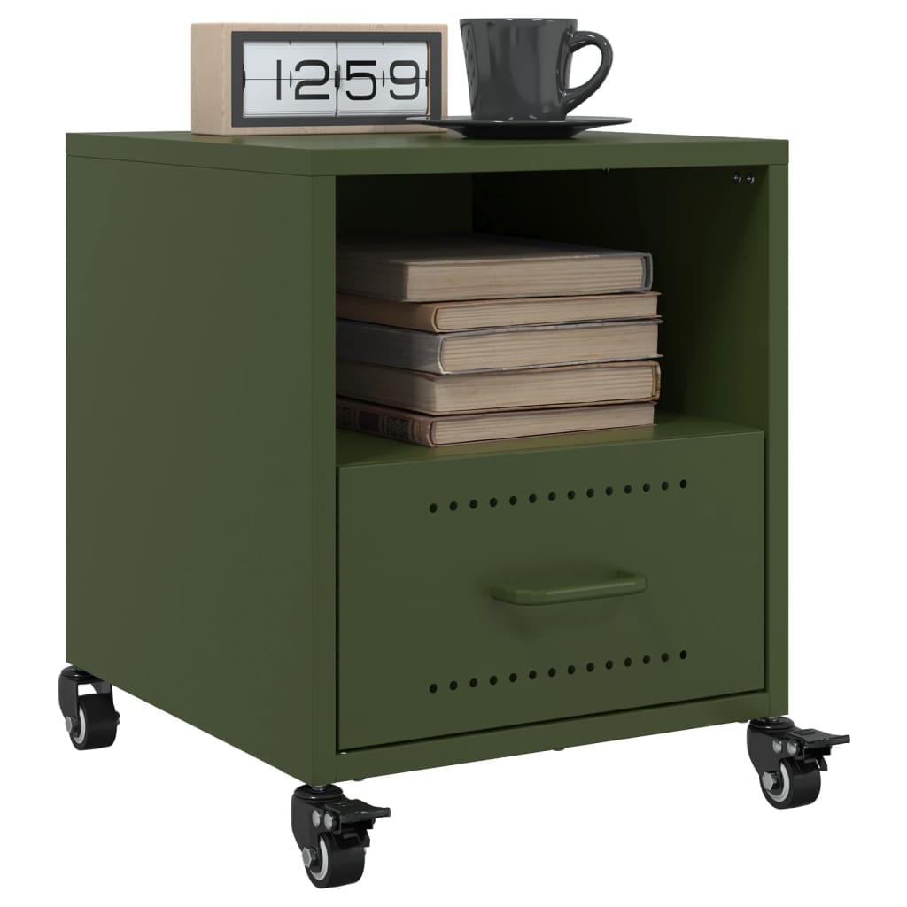 E-shop Multidom Nočné stolíky 2 ks olivovozelené 36x39x43,5 cm oceľ