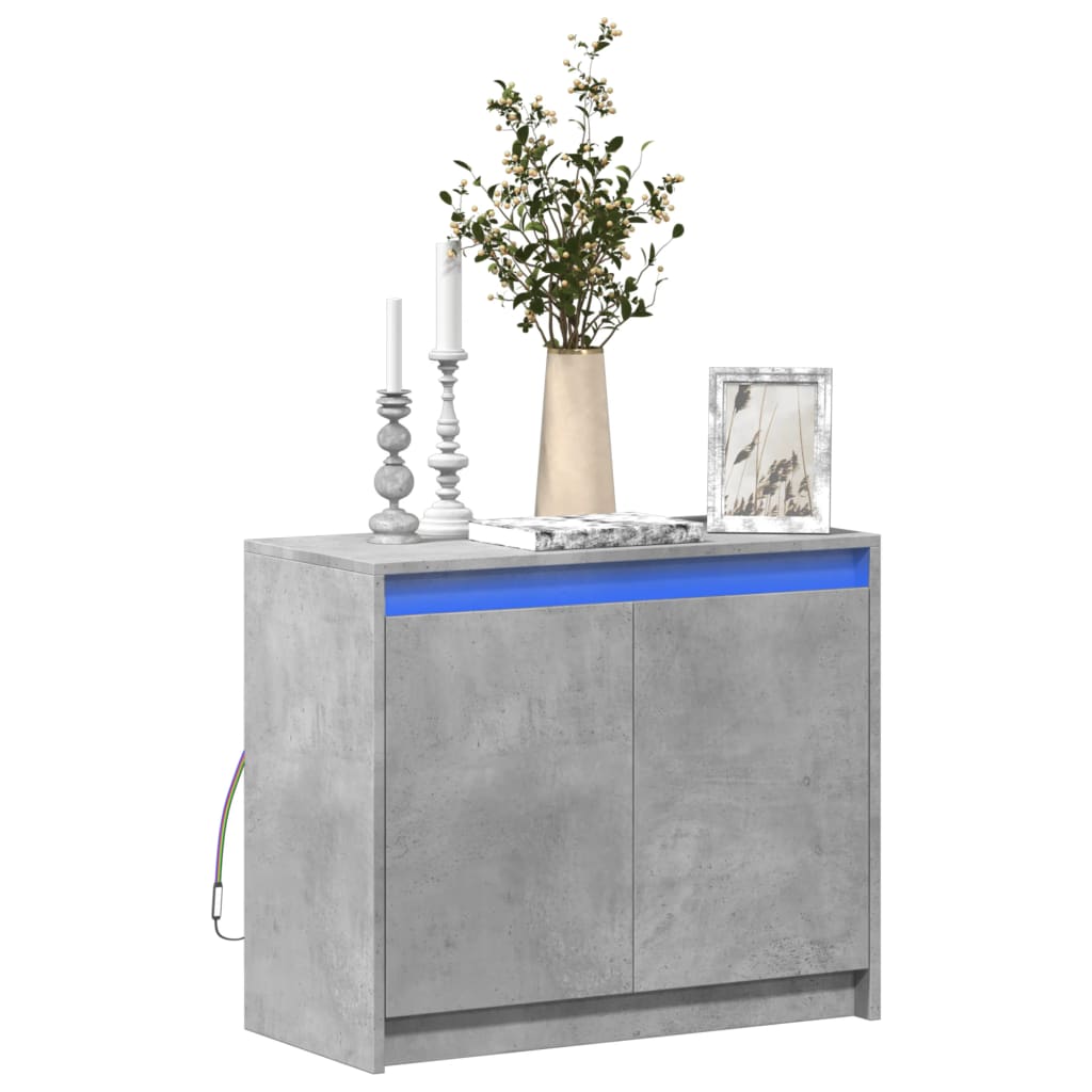 E-shop Multidom Komoda s LED betónová sivá 72x34x61 cm kompozitné drevo