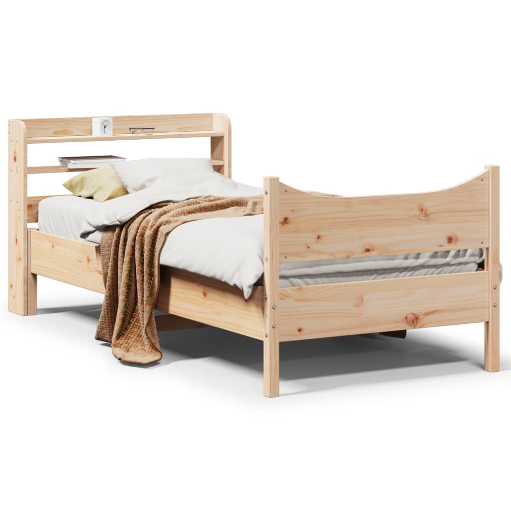 E-shop Multidom Posteľný rám s čelom biely 75x190 cm borovicový masív
