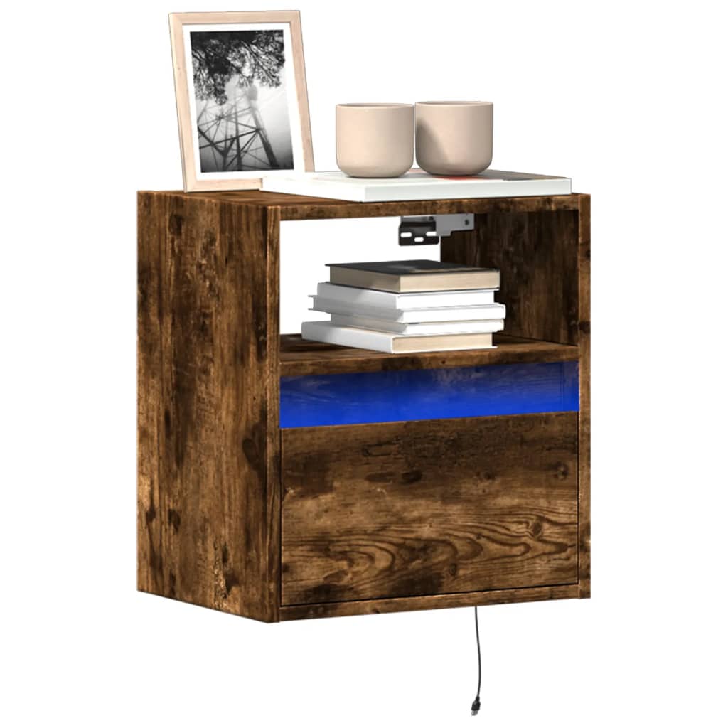 E-shop Multidom TV nástenné skrinky s LED svetlami 2 ks dymový dub 41x31x45 cm