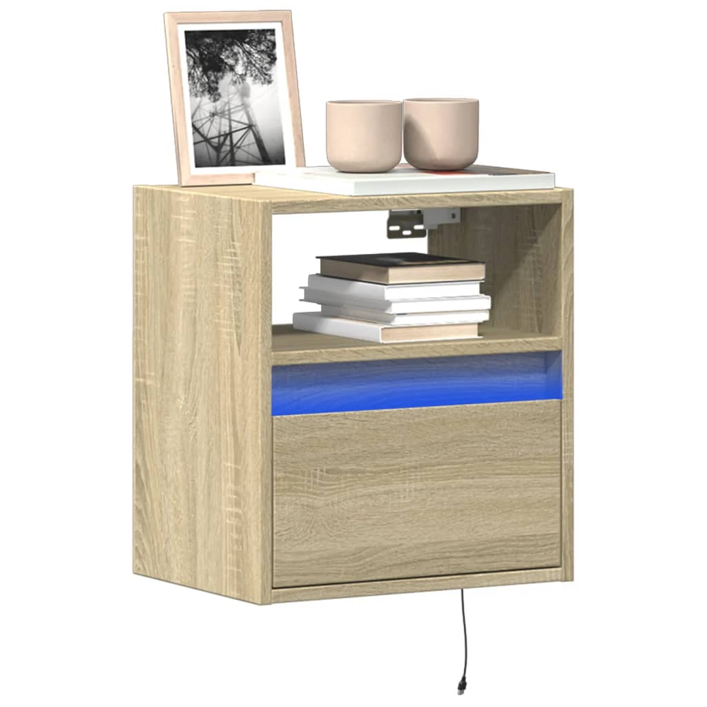 E-shop Multidom TV nástenné skrinky s LED svetlami 2 ks dub sonoma 41x31x45 cm