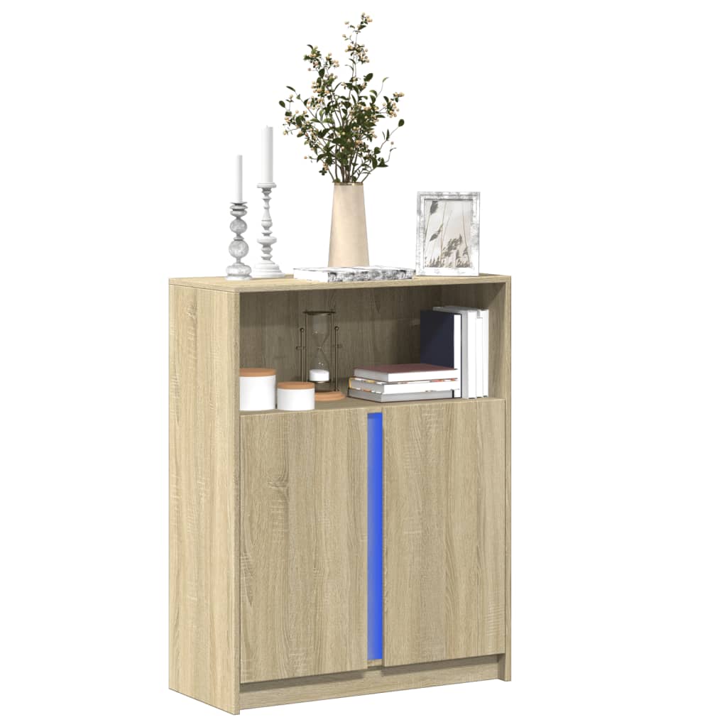 E-shop Multidom Komoda s LED dub sonoma 77x34x100 cm kompozitné drevo