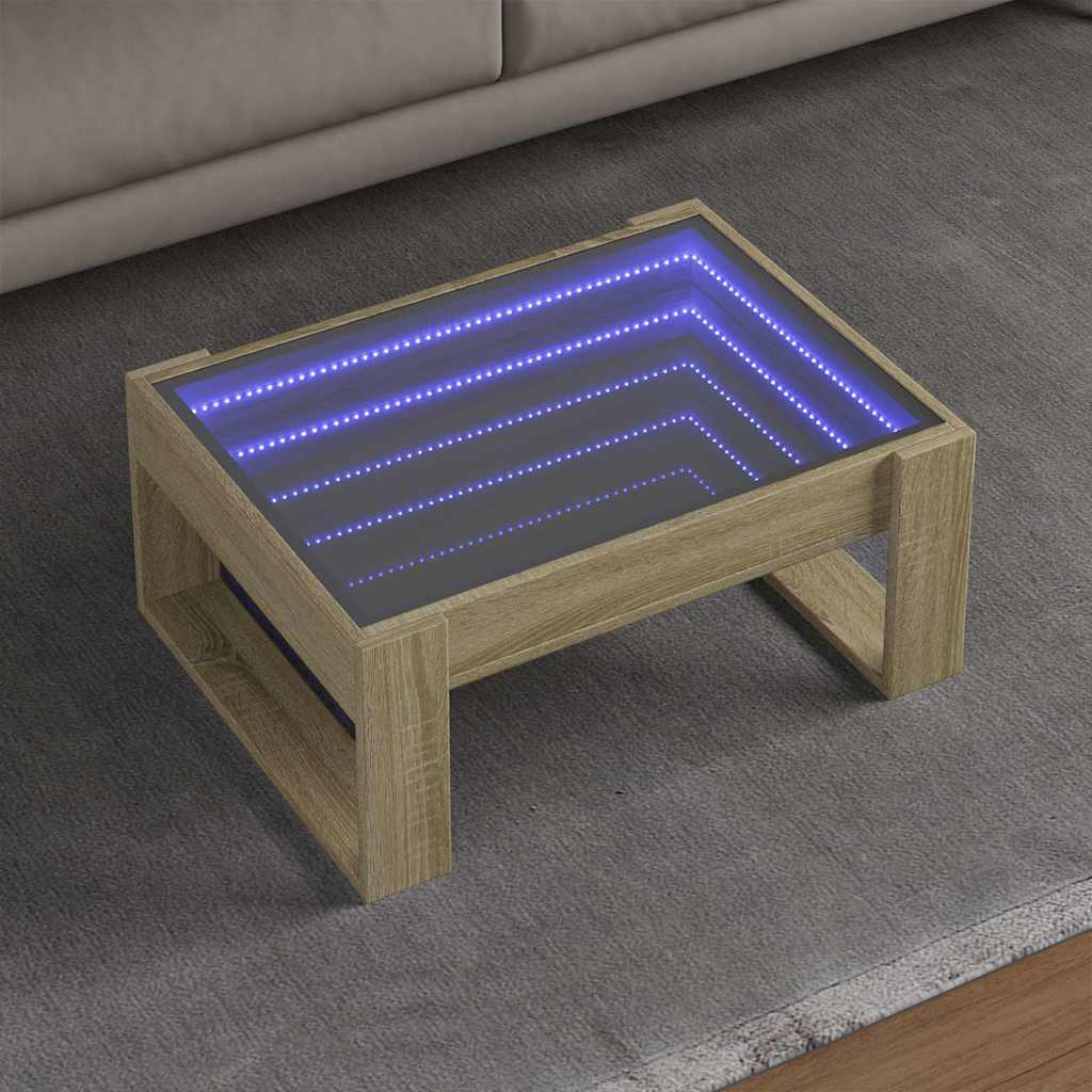 E-shop Multidom Konferenčný stolík s nekonečnými LED dub sonoma 70x53x30 cm