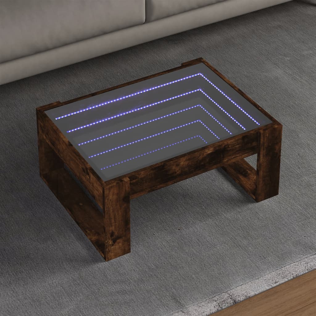 E-shop Multidom Konferenčný stolík s nekonečnými LED dymový dub 70x53x30 cm