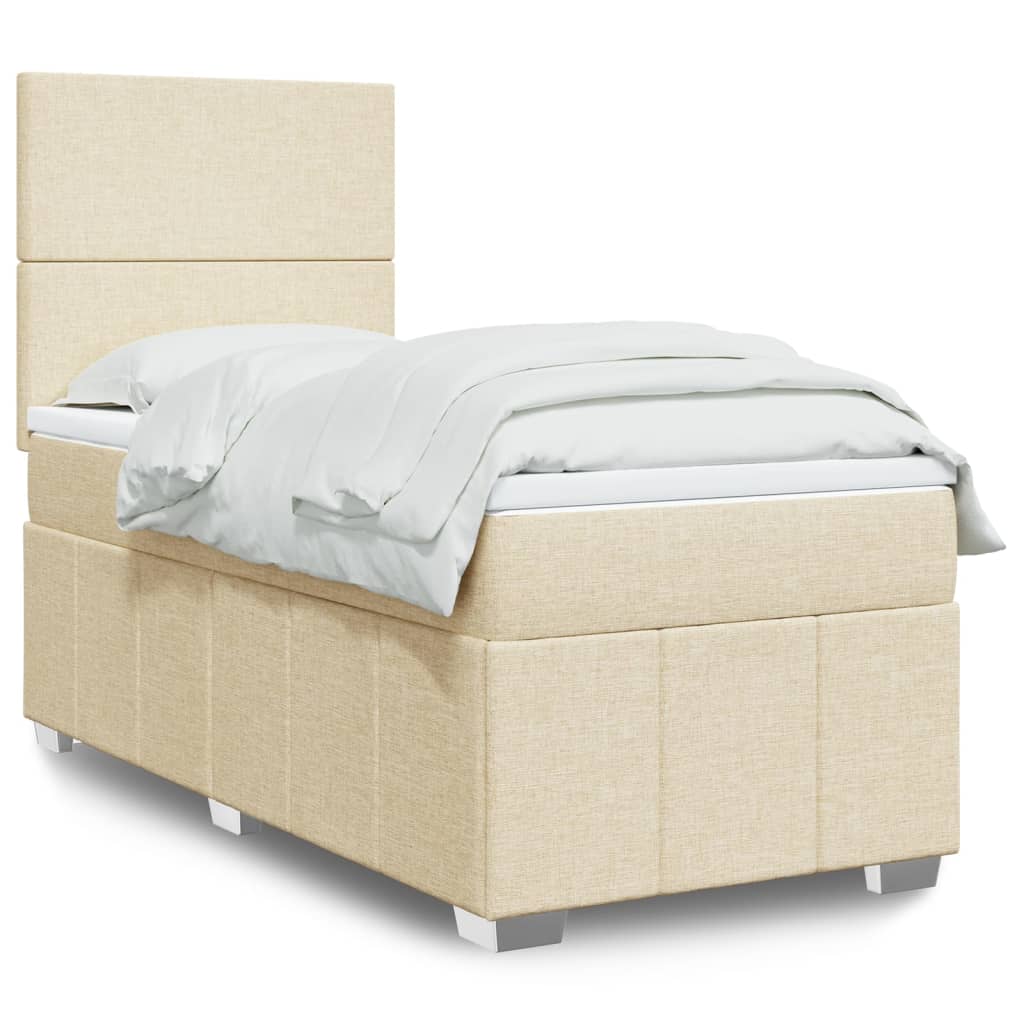 E-shop Multidom Posteľný rám boxsping s matracom krémový 90x200 cm látka