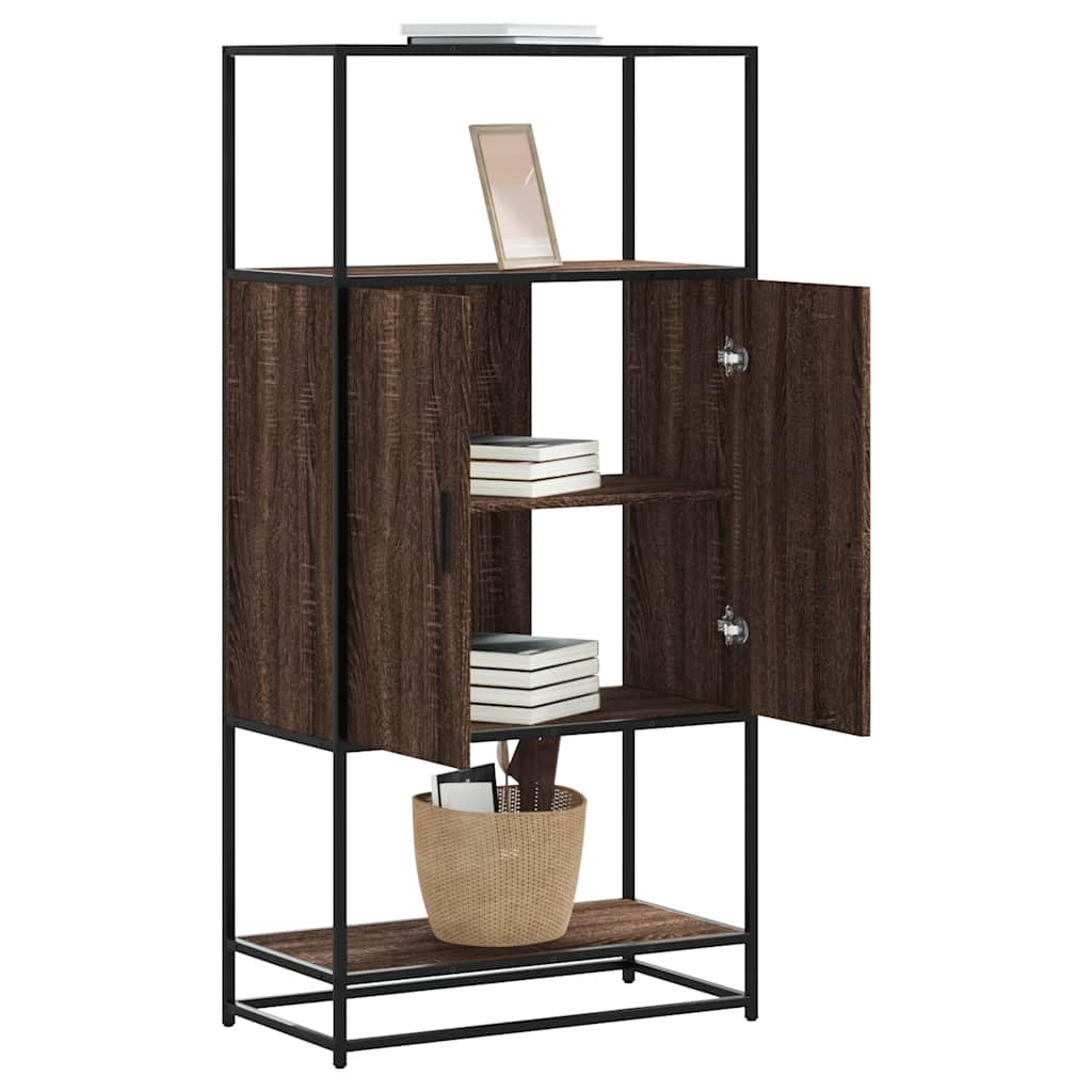 E-shop Multidom Vysoká skrinka hnedý dub 68x35x139 cm kompozitné drevo+kov