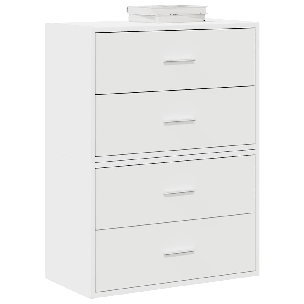 E-shop Multidom Skrinky s 2 zásuvkami 2 ks biela 60x31x40 cm kompozitné drevo