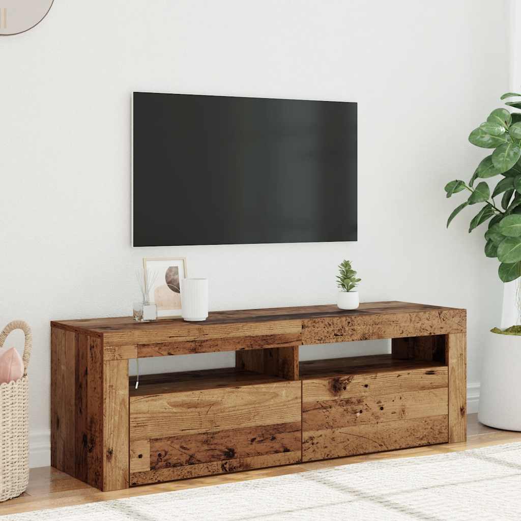E-shop Multidom TV skrinka s LED staré drevo 120x35x40 cm kompozitné drevo