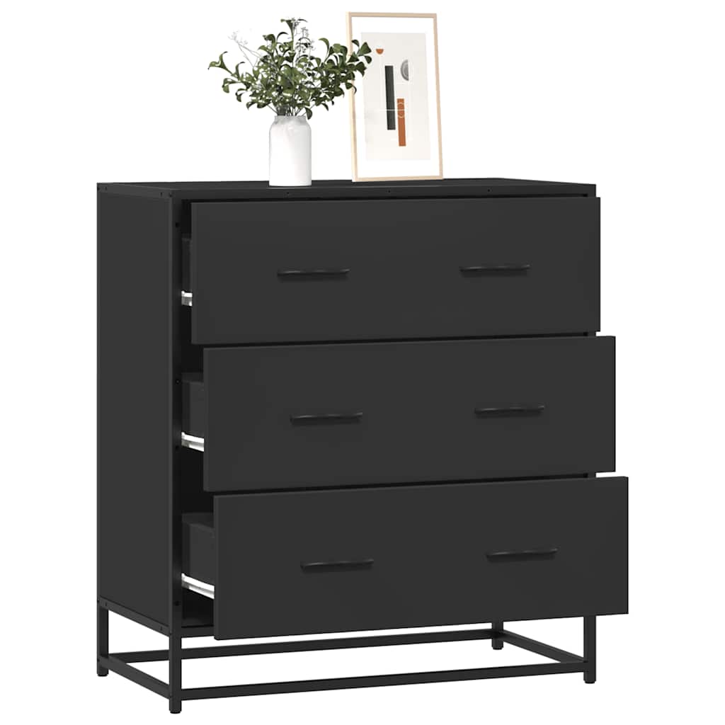 E-shop Multidom Komoda čierna 68x35x76 cm kompozitné drevo a kov