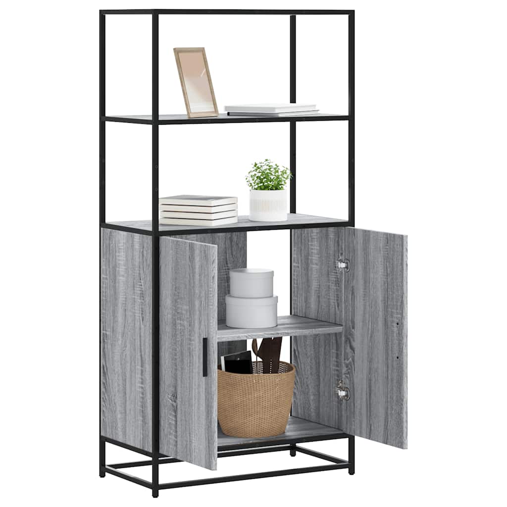 E-shop Multidom Vysoká skrinka sivý dub sonoma 68x35x139cm kompozitné drevo+kov