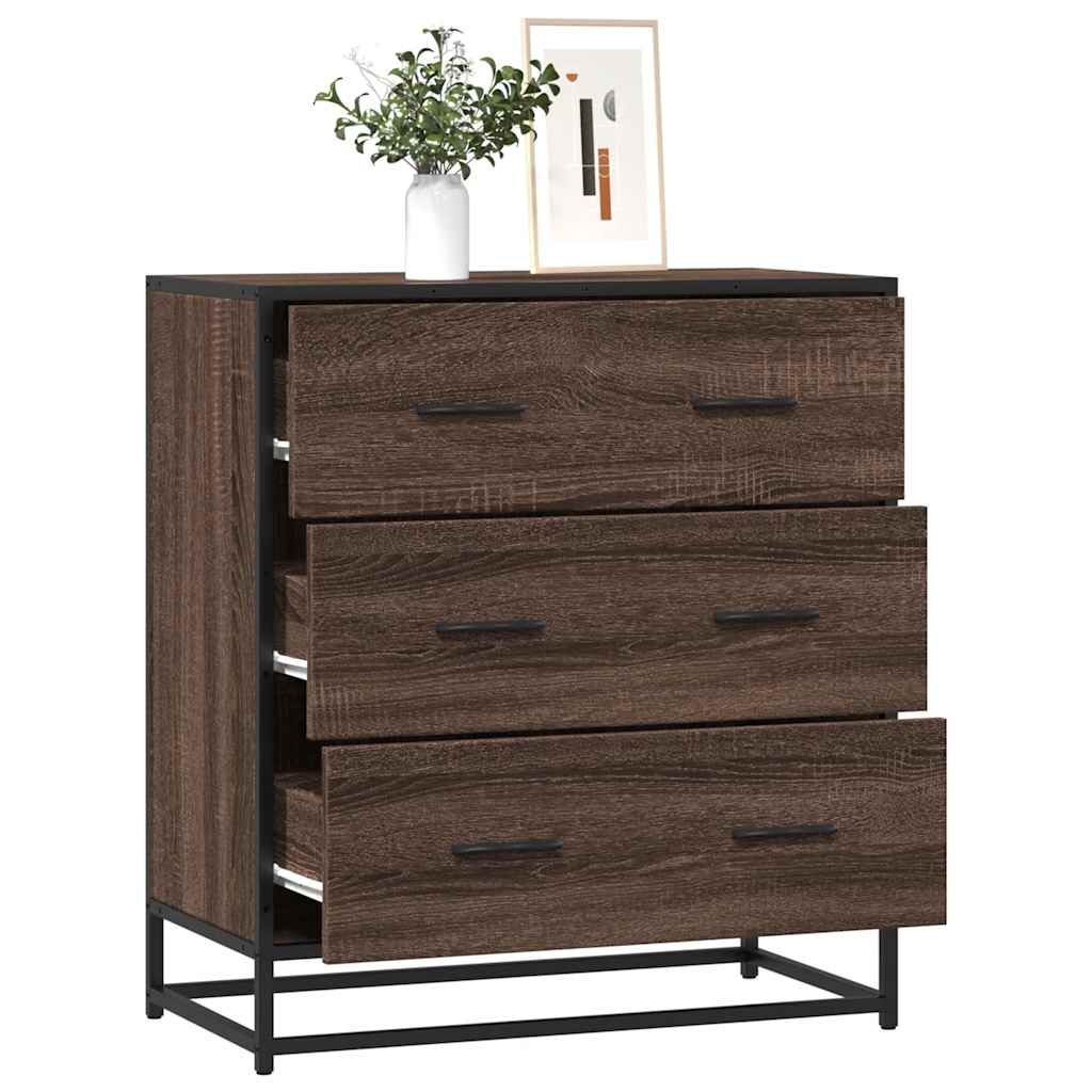 E-shop Multidom Komoda hnedý dub 68x35x76 cm kompozitné drevo a kov