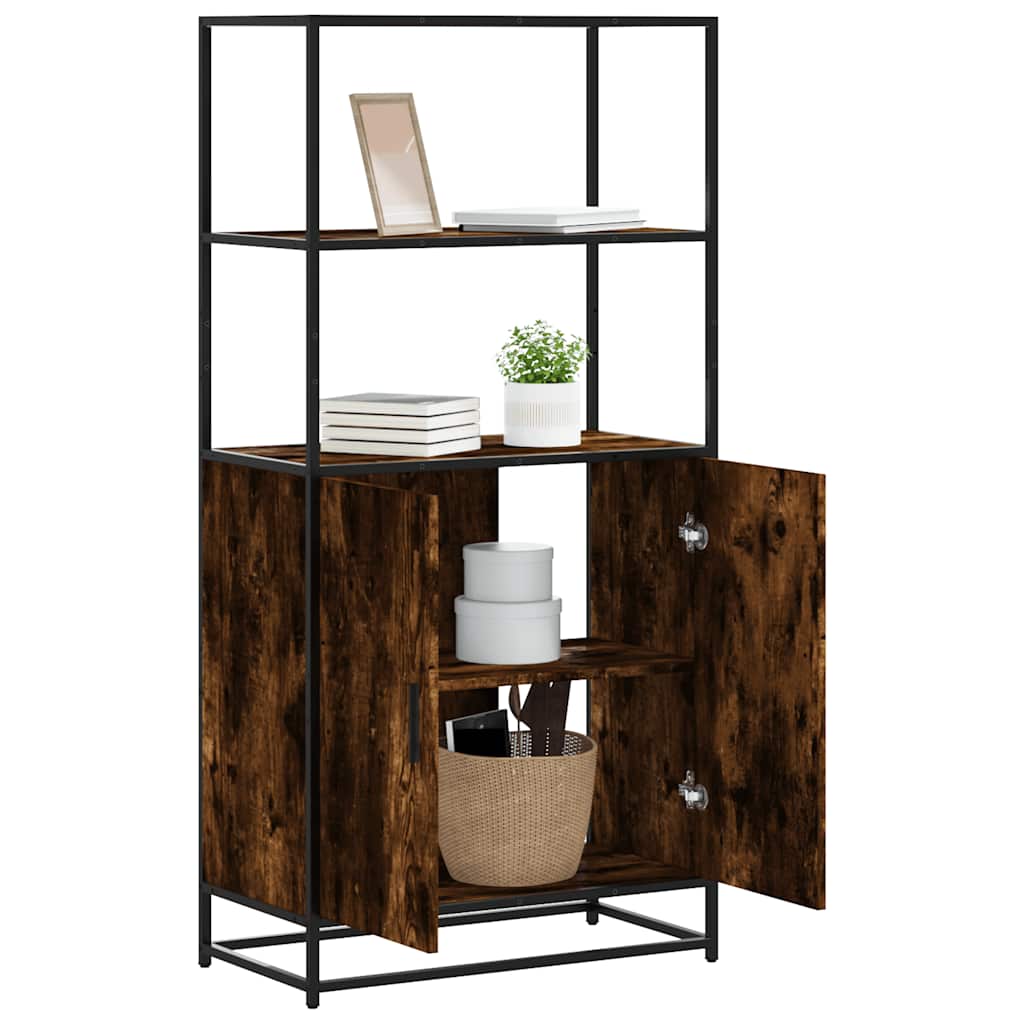 E-shop Multidom Vysoká skrinka dymový dub 68x35x139 cm kompozitné drevo+kov