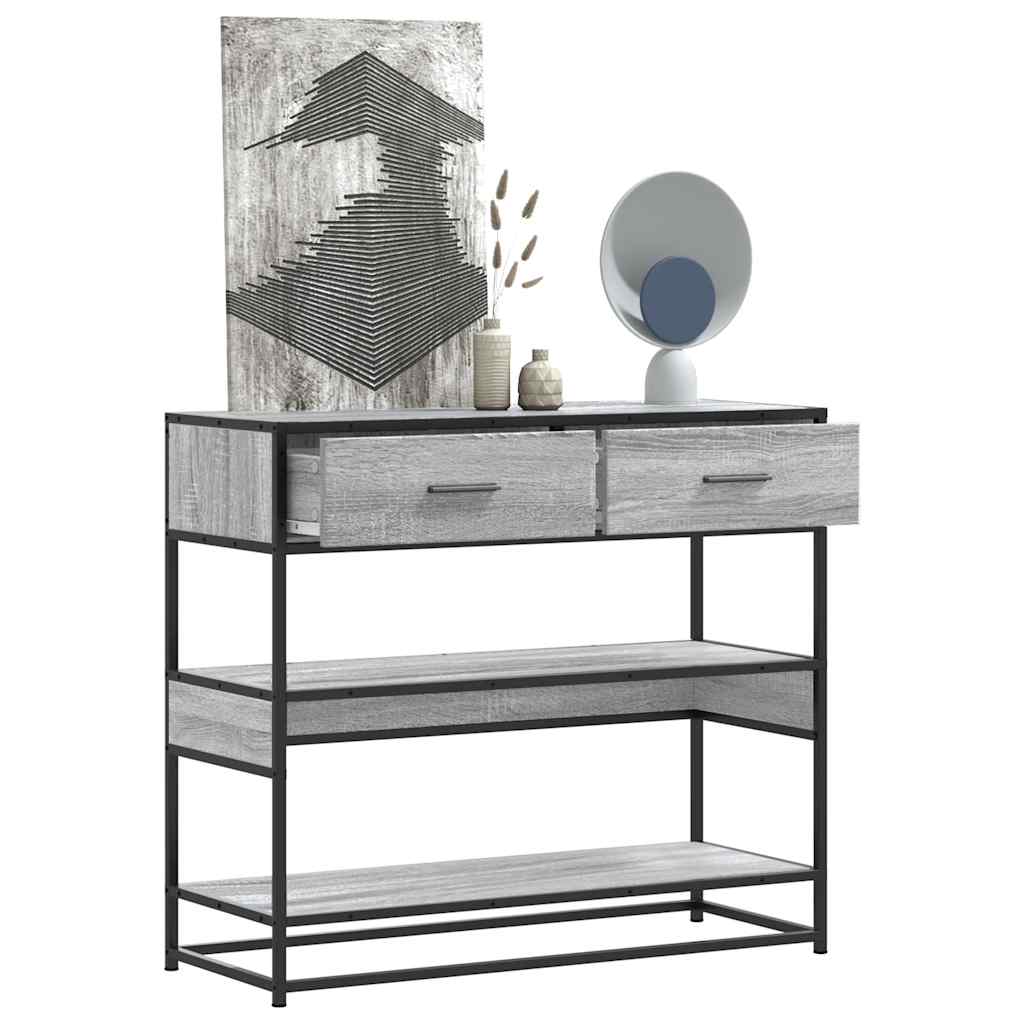 E-shop Multidom Konzolový stolík sivý sonoma 90x35x80 cm kompozitné drevo