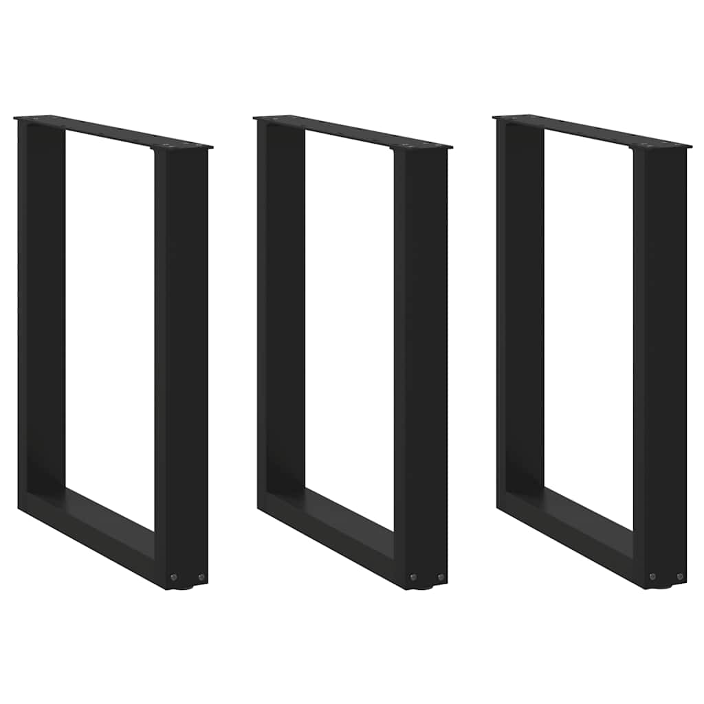 E-shop Multidom Nohy k jedálenskému stolu v tvare U, 3 ks, čierne, 70 x (72-73) cm, oceľové