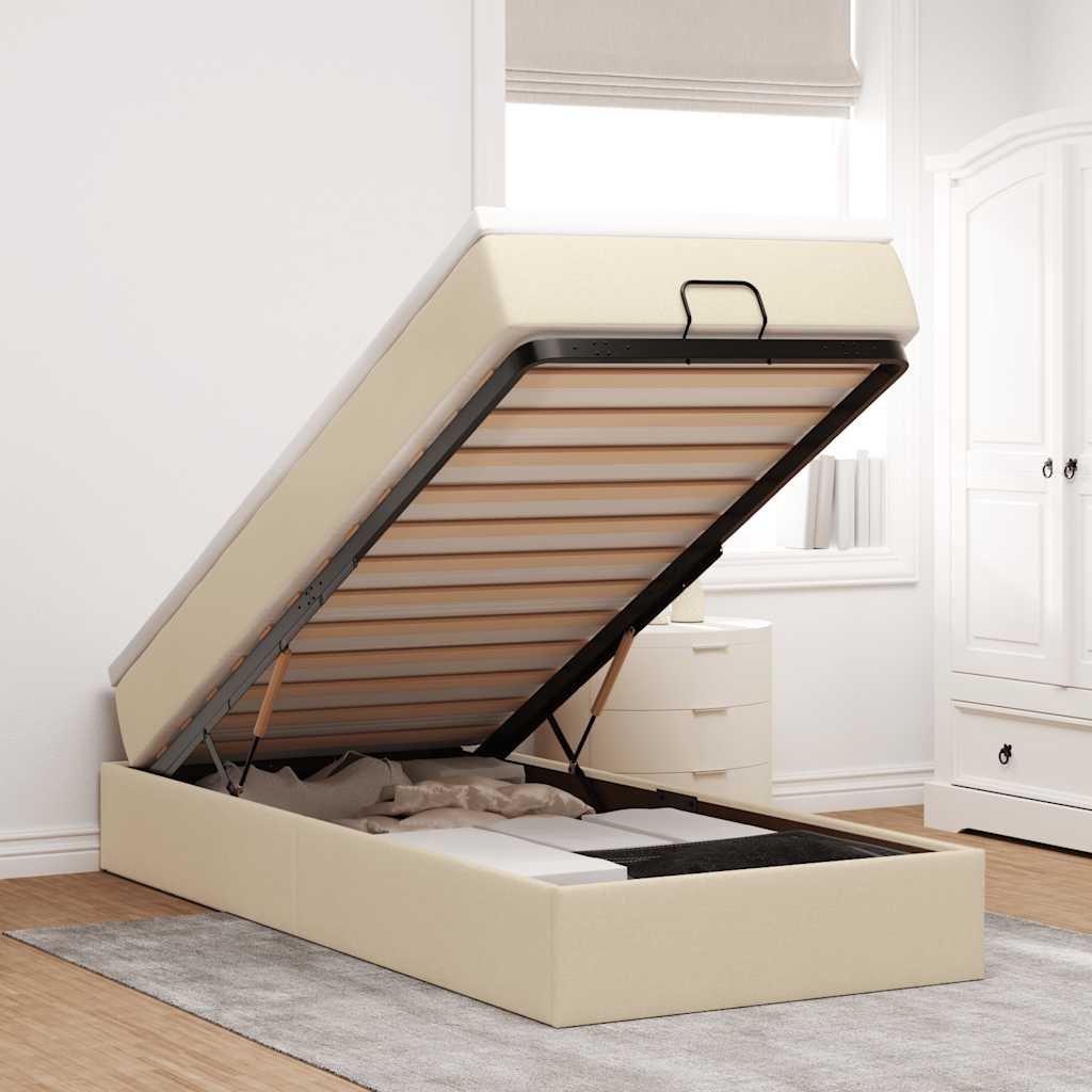 E-shop Multidom Osmanský rám postele s matracom krémová 90x200 cm látka