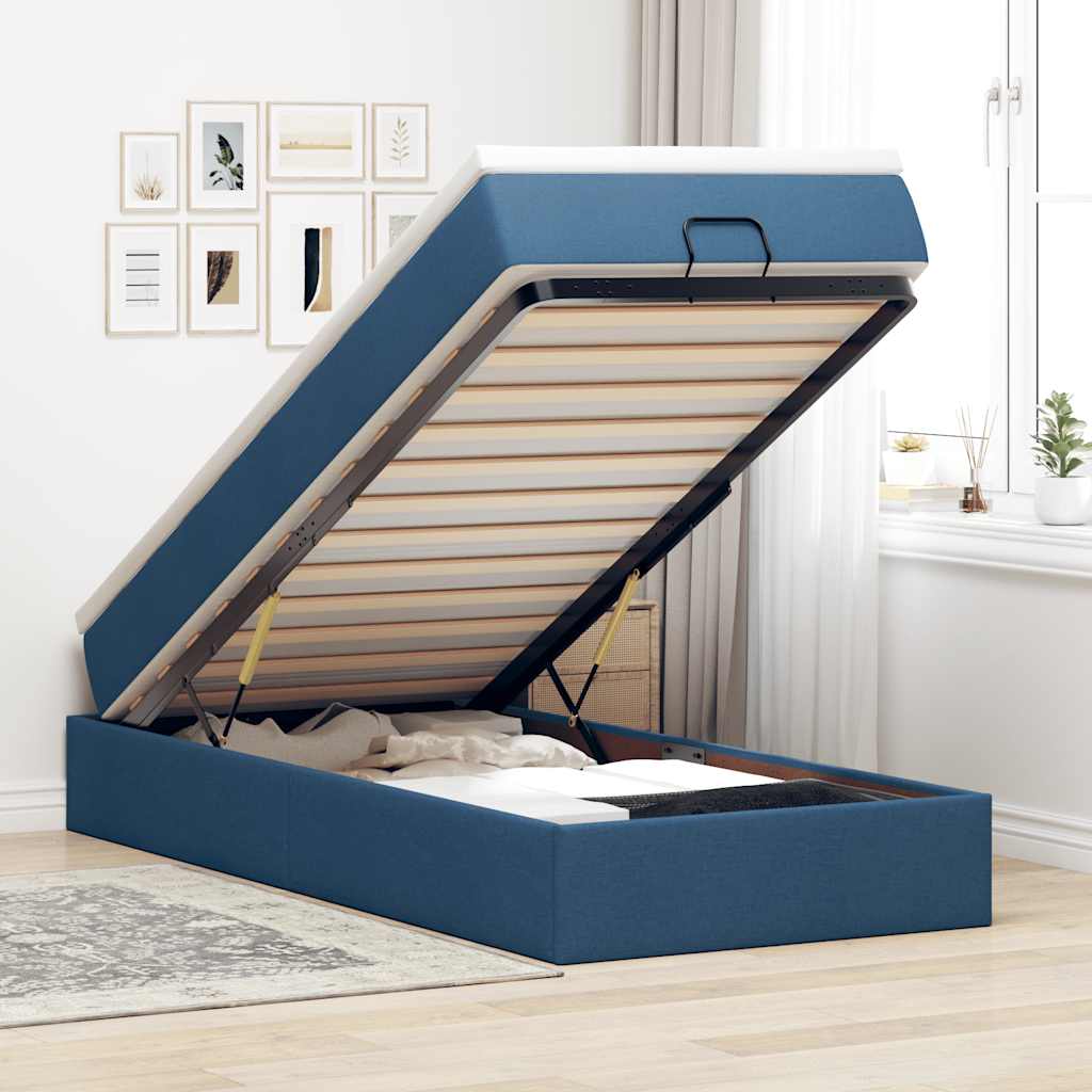 E-shop Multidom Osmanský rám postele s matracom modrá 100x200 cm látka
