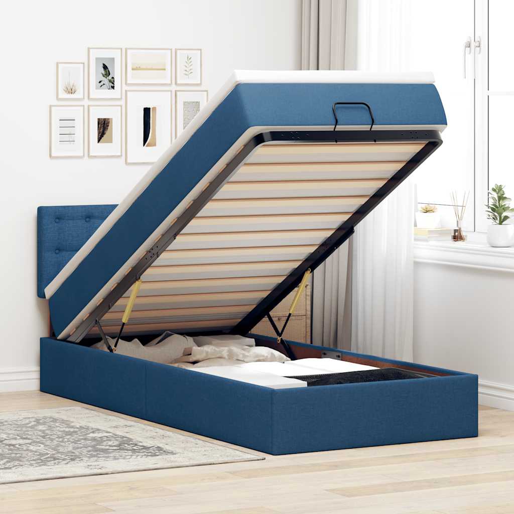 E-shop Multidom Osmanský rám postele s matracom modrá 90x190 cm látka