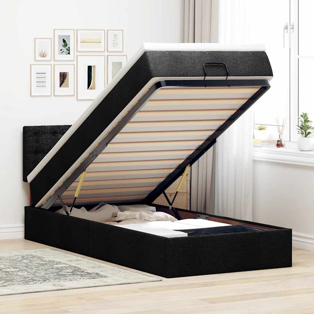E-shop Multidom Osmanská posteľ s matracom čierna 100x200 cm látka
