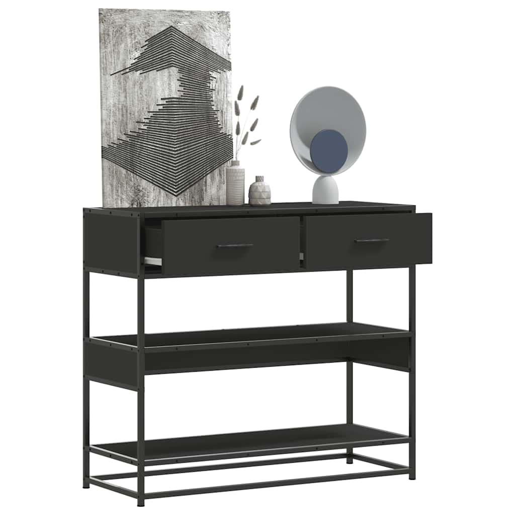 E-shop Multidom Konzolový stolík čierna 90x35x80 cm kompozitné drevo