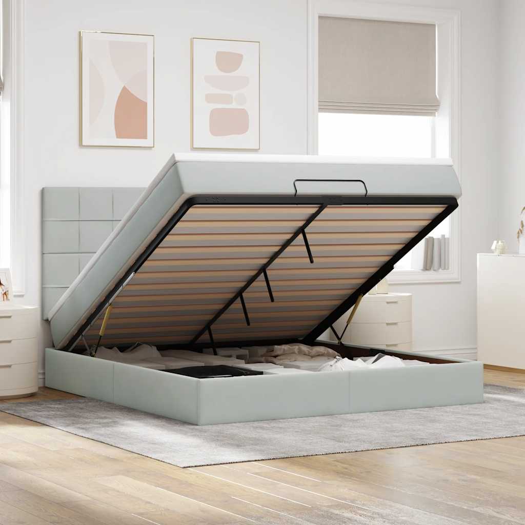 E-shop Multidom Osmanský rám postele s matracmi svetlosivá 180x200 cm zamat