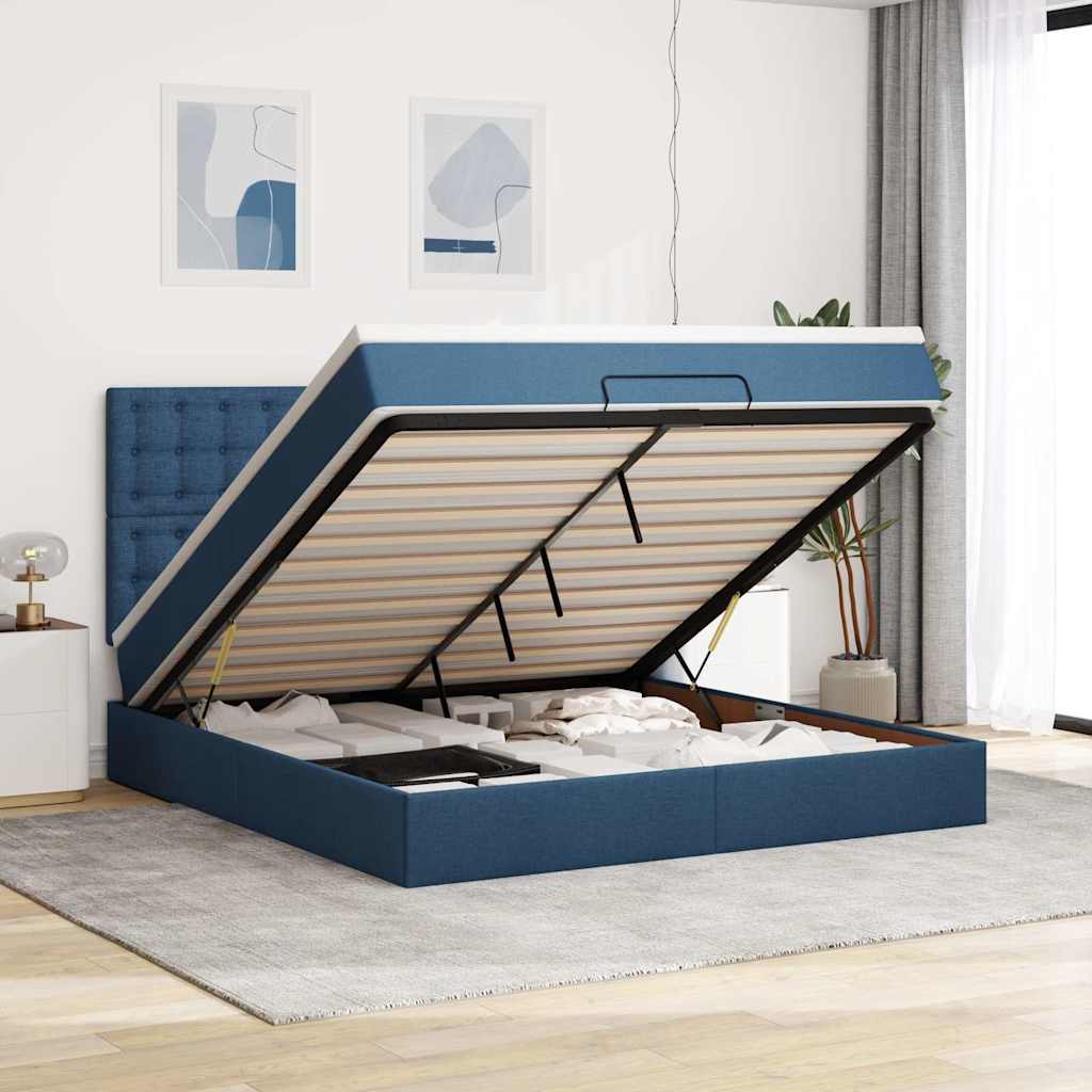 E-shop Multidom Osmanská posteľ s matracom Modrá 160x200cm Látka
