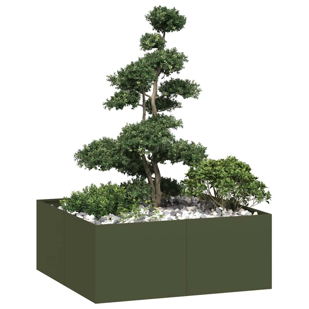 E-shop Multidom Kvetináč olivovozelený 100x100x40 cm oceľ