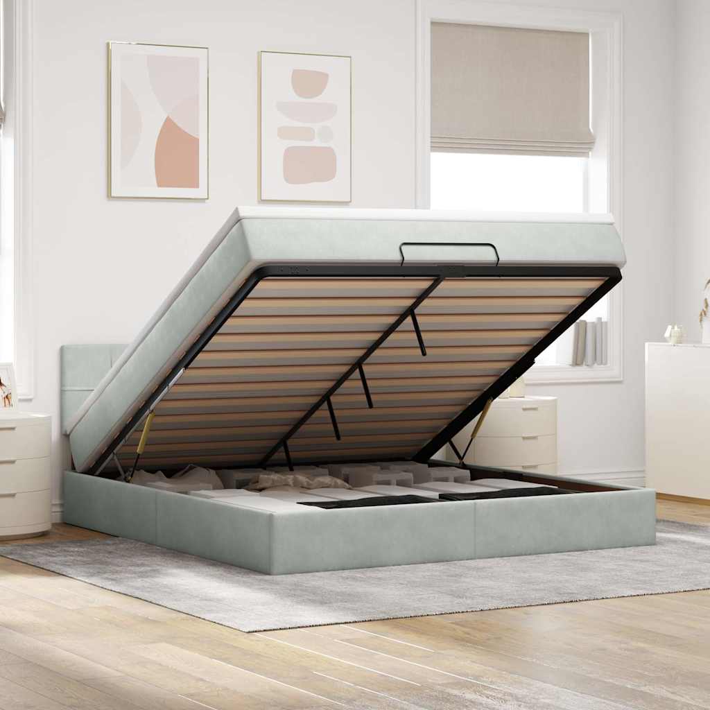 E-shop Multidom Osmanská posteľ s matracom Svetlosivá 180x200cm Zamat