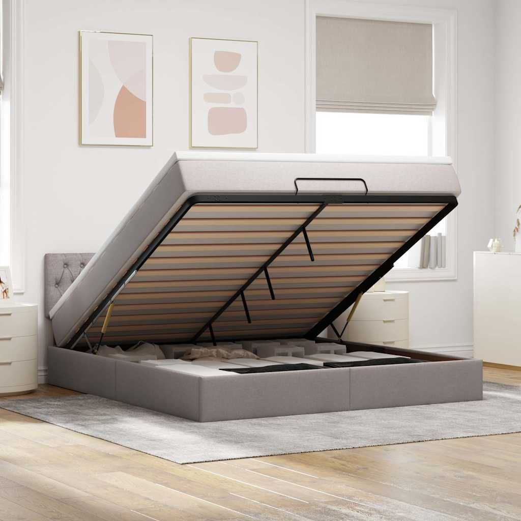 E-shop Multidom Osmanská posteľ s matracom a LED diódami Taupe 180x200 cm Látka