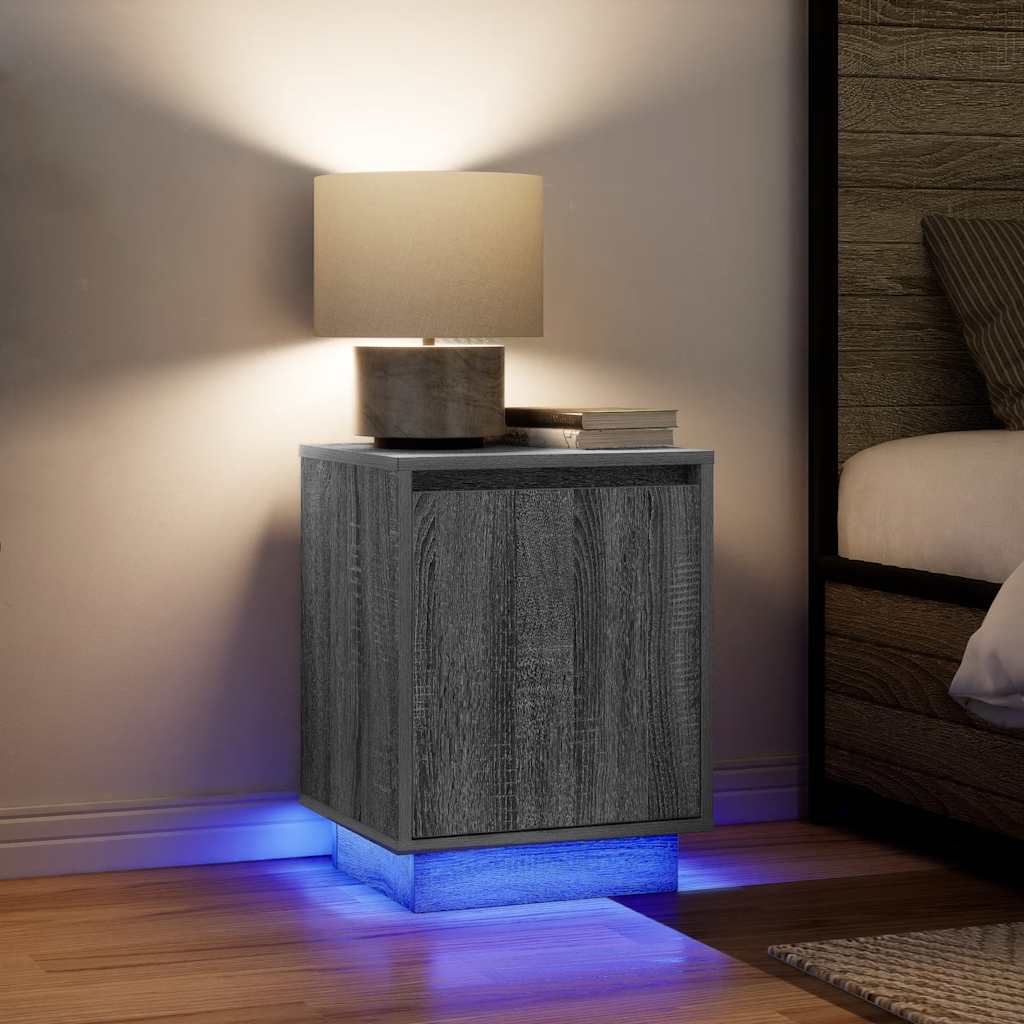 E-shop Multidom Nočné skrinky s LED osvetlením 2 ks Sivá Sonoma 38x34x50 cm