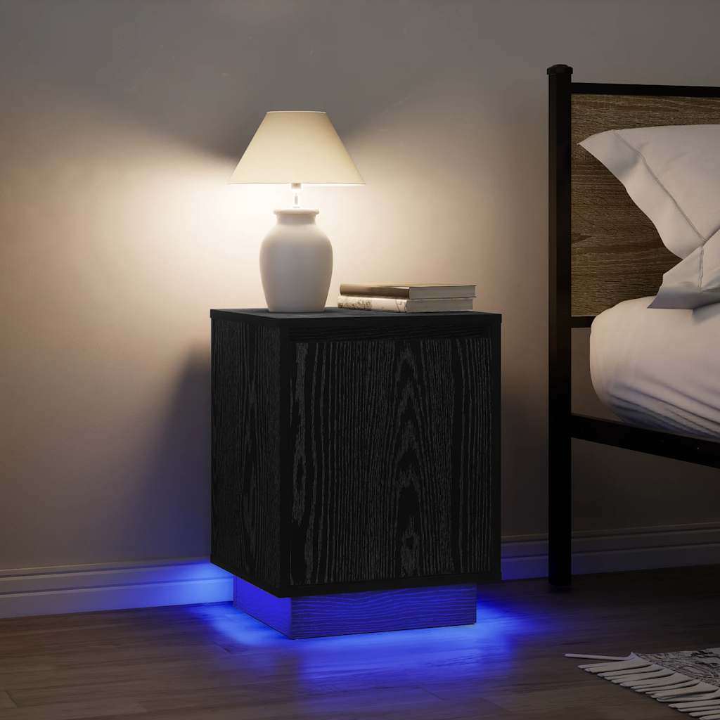E-shop Multidom Nočné skrinky s LED osvetlením 2 ks Čierna 38x34x50 cm