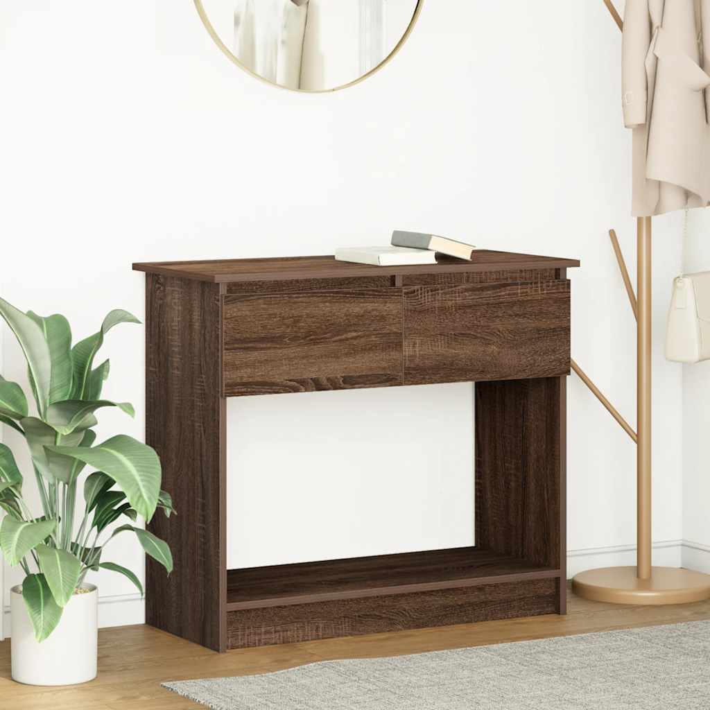 E-shop Multidom konzolový stolík so zásuvkami hnedý dub 85,5x38,5x74,5 cm