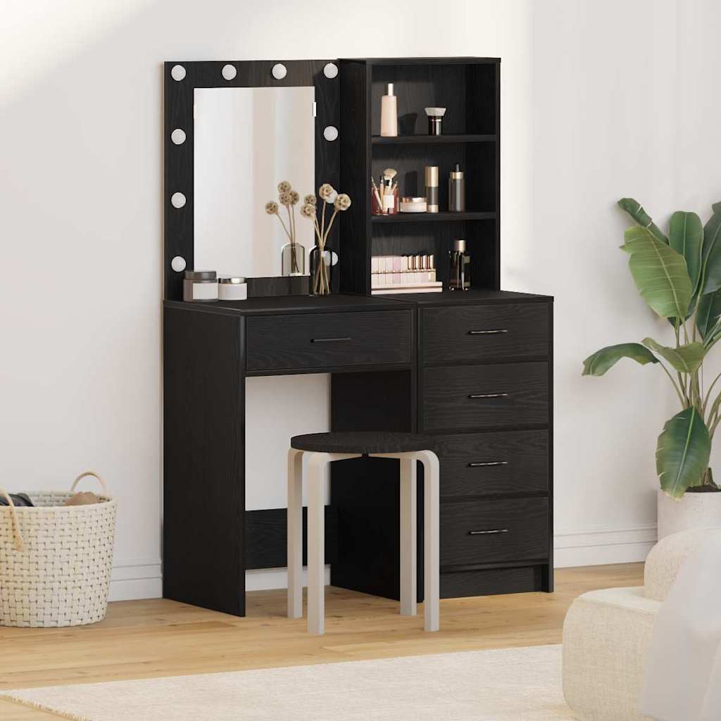 E-shop Multidom Toaletný stolík 2 pcs Čierna 50 x 41 x 135 cm Kompozitné drevo