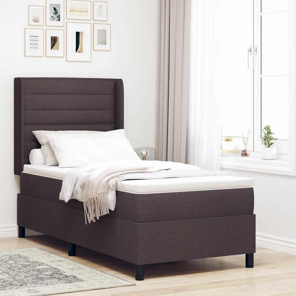 E-shop Multidom Posteľ s pružinovým rámom Tmavohnedá 190 x 90 cm látka