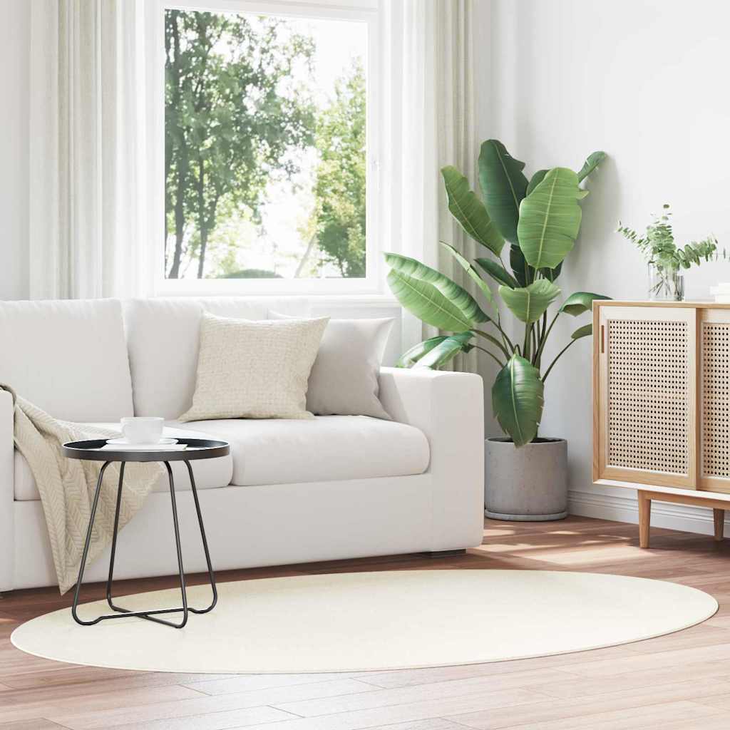 E-shop Multidom Kusové koberce Oválny HUARTE Krémová 140 x 200 cm