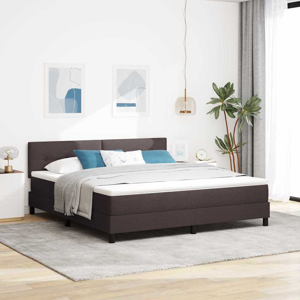 Multidom Posteľ s pružinovým rámom s LED Tmavohnedá 180 x 200 cm látka