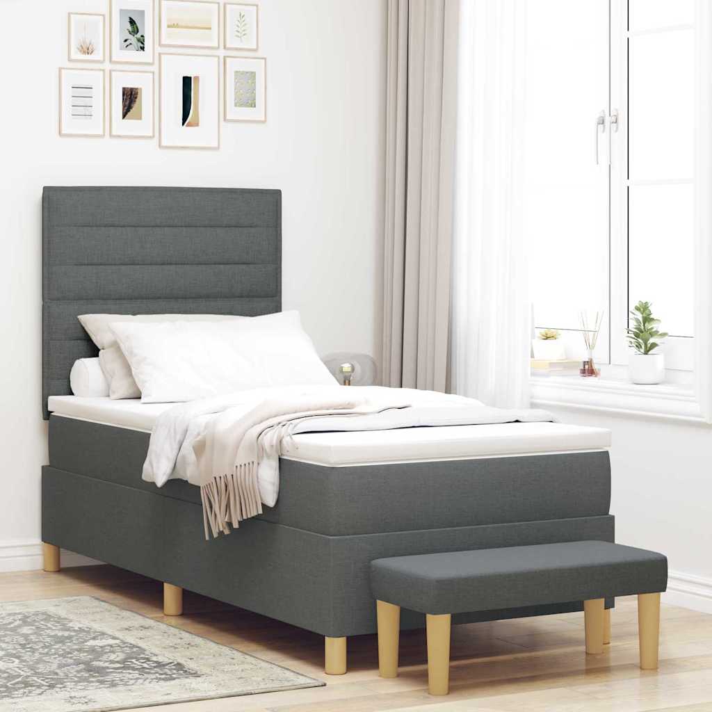 E-shop Multidom Posteľ s pružinovým rámom Tmavo šedá 200 x 90 cm látka