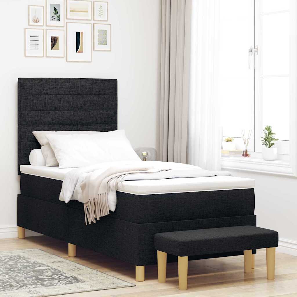 E-shop Multidom Posteľ s pružinovým rámom Čierna 200 x 90 cm látka